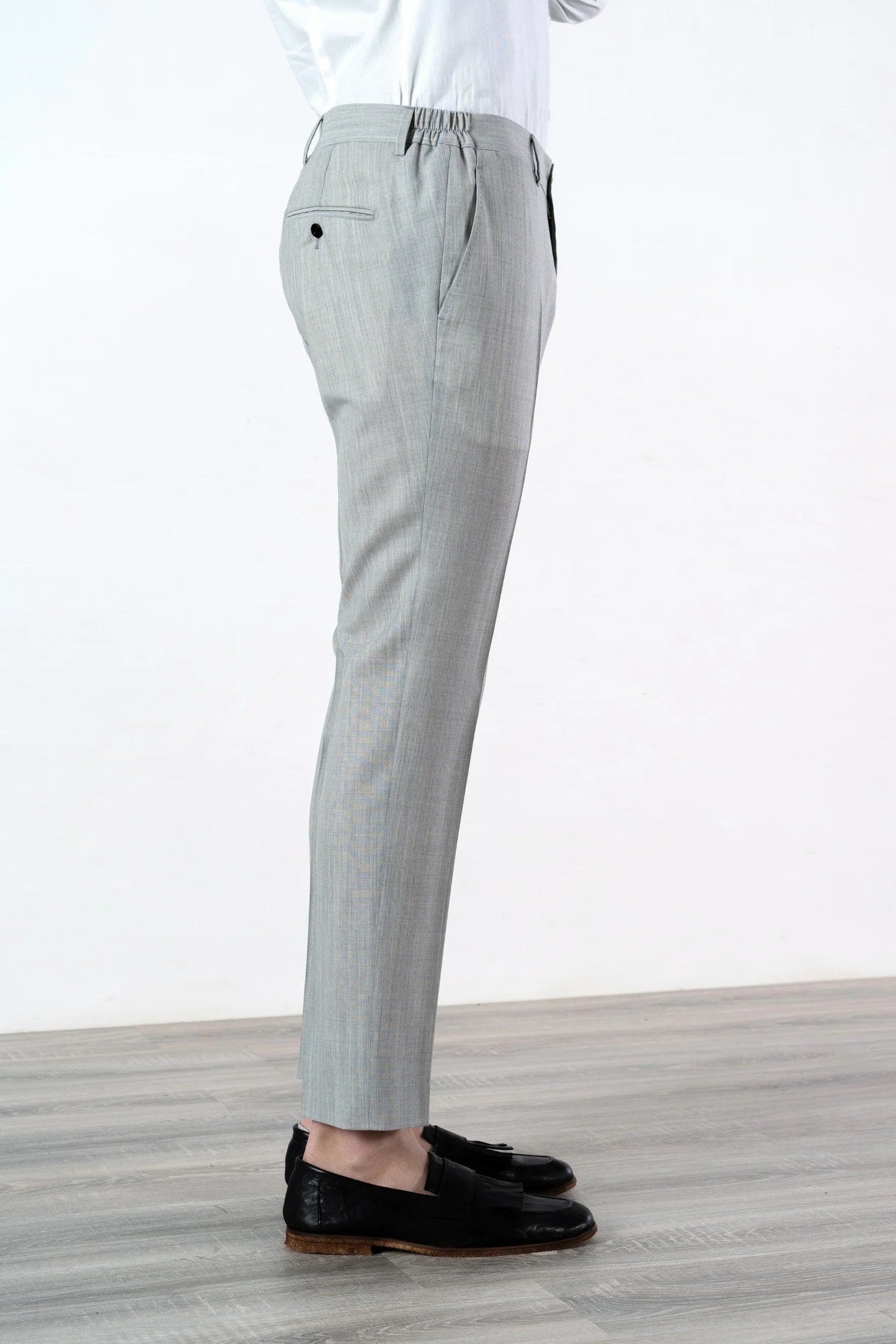 Spring summer light gray wool trousers