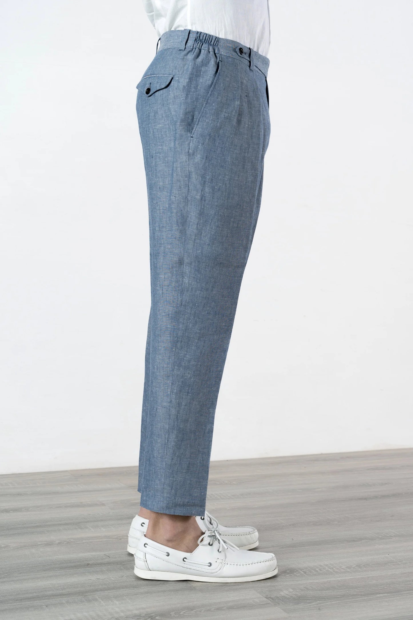 Spring summer azure linen trousers