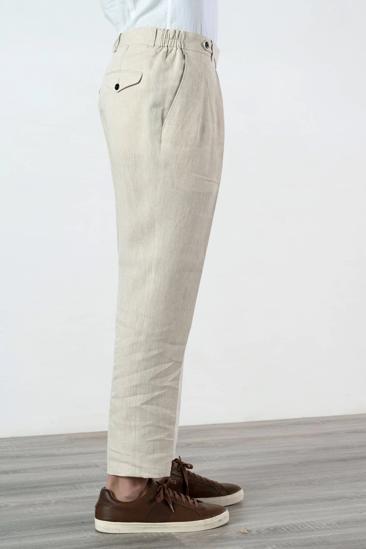 Pantalon en lin beige Printemps Été