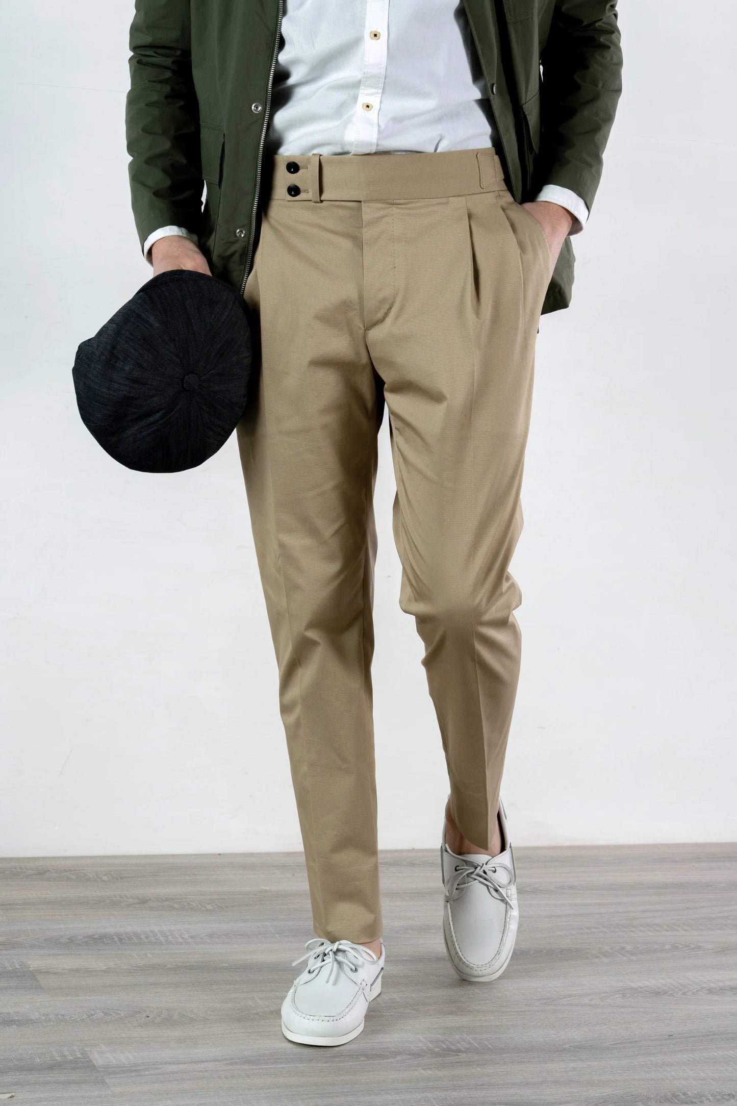 Spring Summer beige cotton trousers