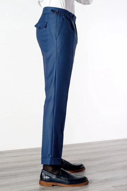 Pantalon en laine bleu quatre saisons