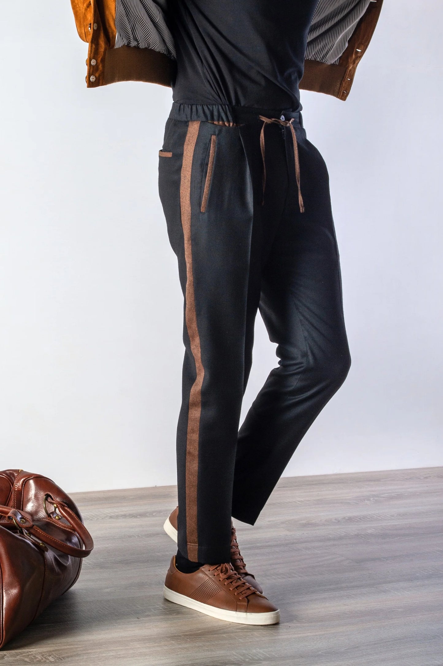 Autumn winter black cashmere trousers