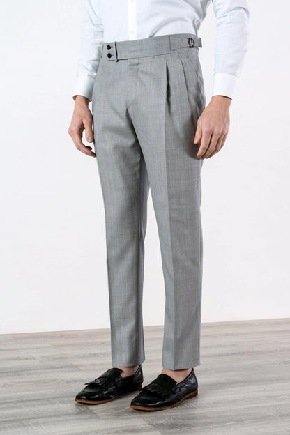 Four-season medium gray wool trousers