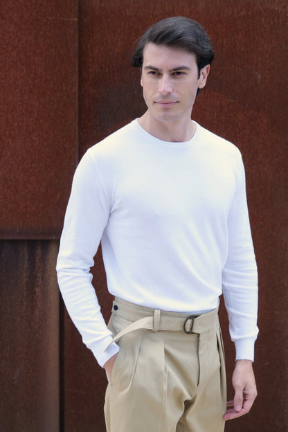 Spring summer beige cotton trousers