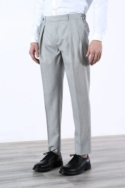 Spring summer light gray wool trousers