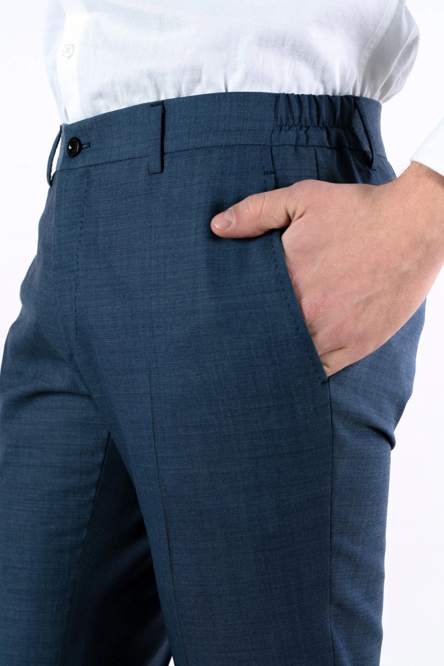 Pantalon en laine bleu printemps été