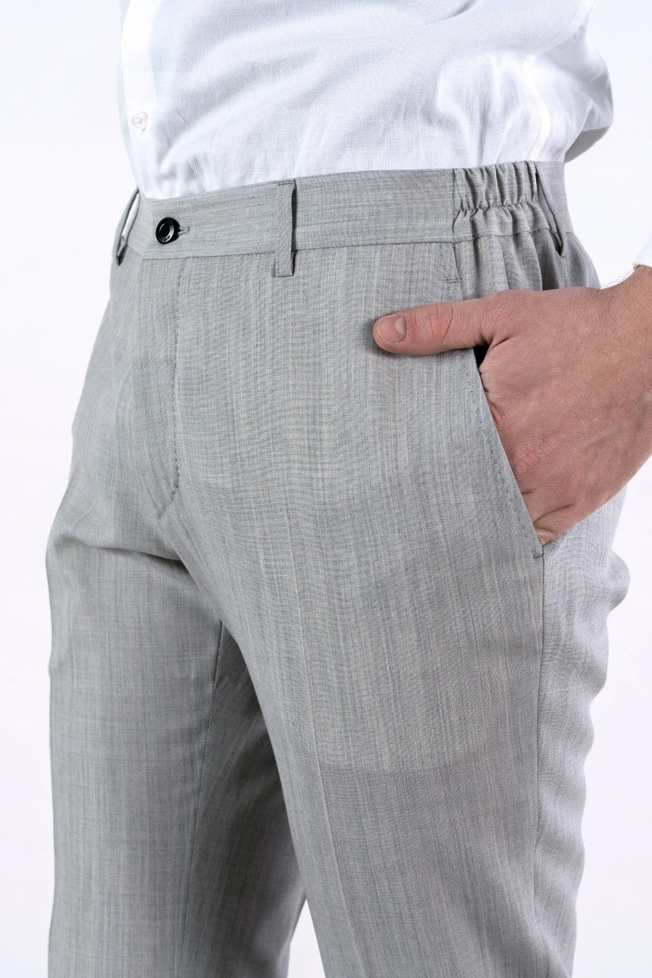 Spring summer light gray wool trousers