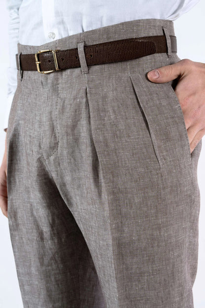 Pantaloni in lino marrone primavera estate