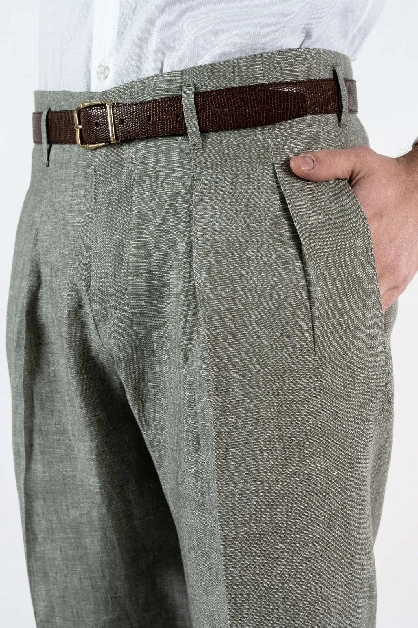 Spring Summer green linen trousers