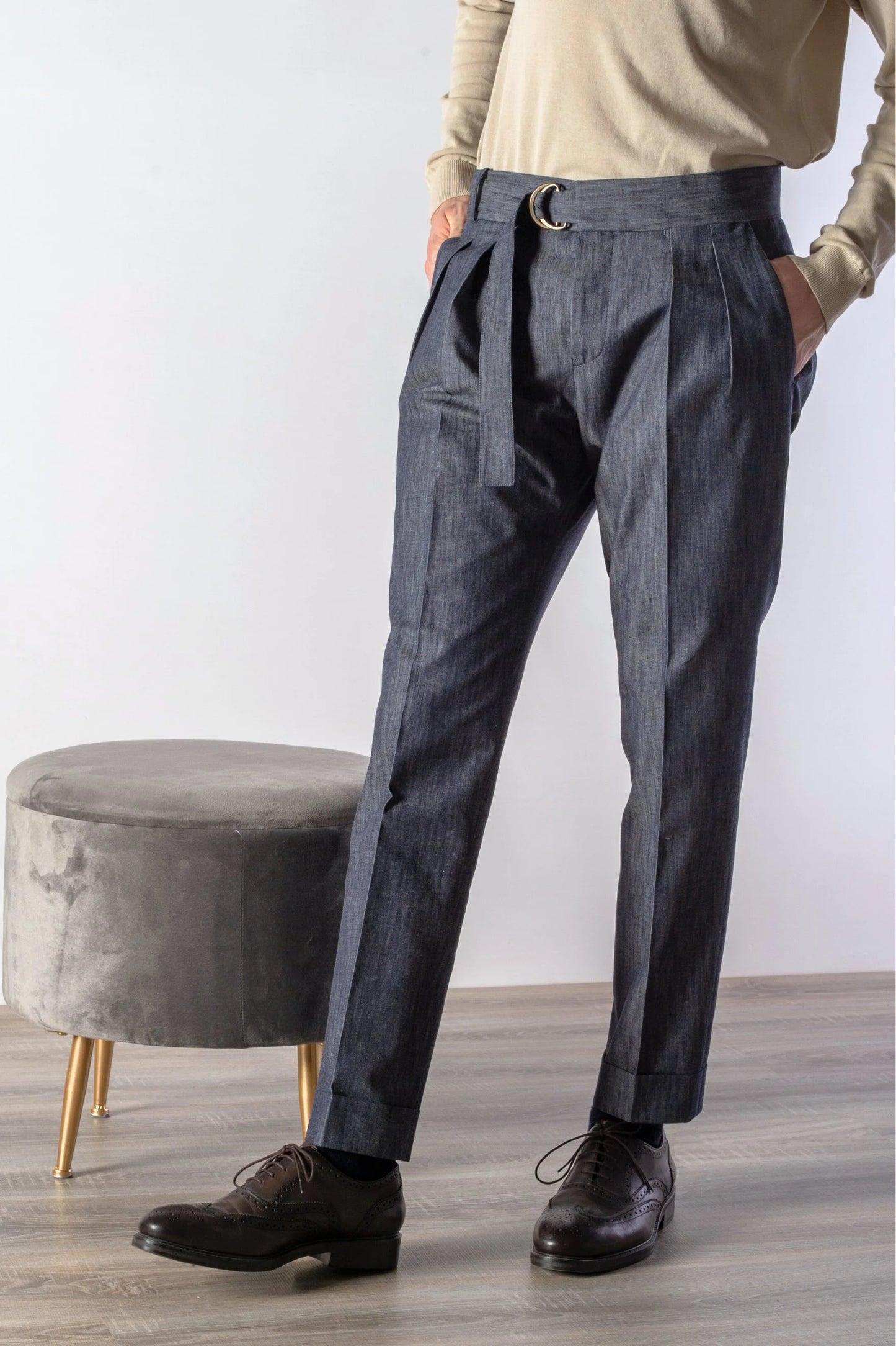 Pantaloni in denim blu quattro stagioni