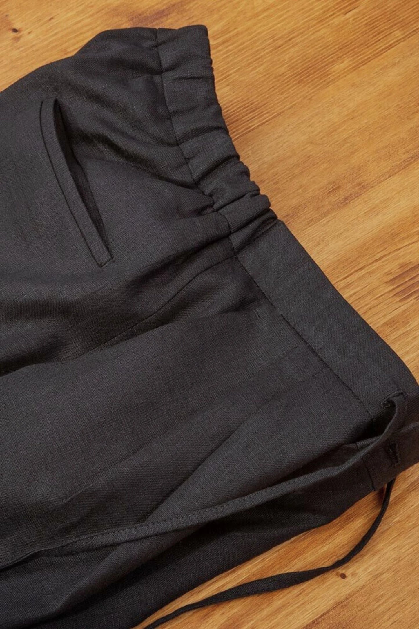 Spring summer black linen trousers