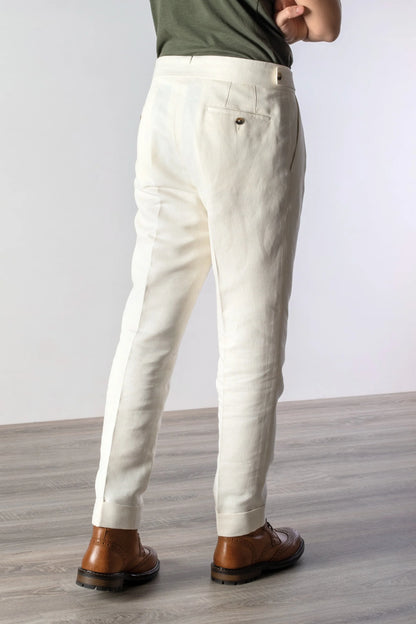Pantalon quatre saisons en chanvre ivoire