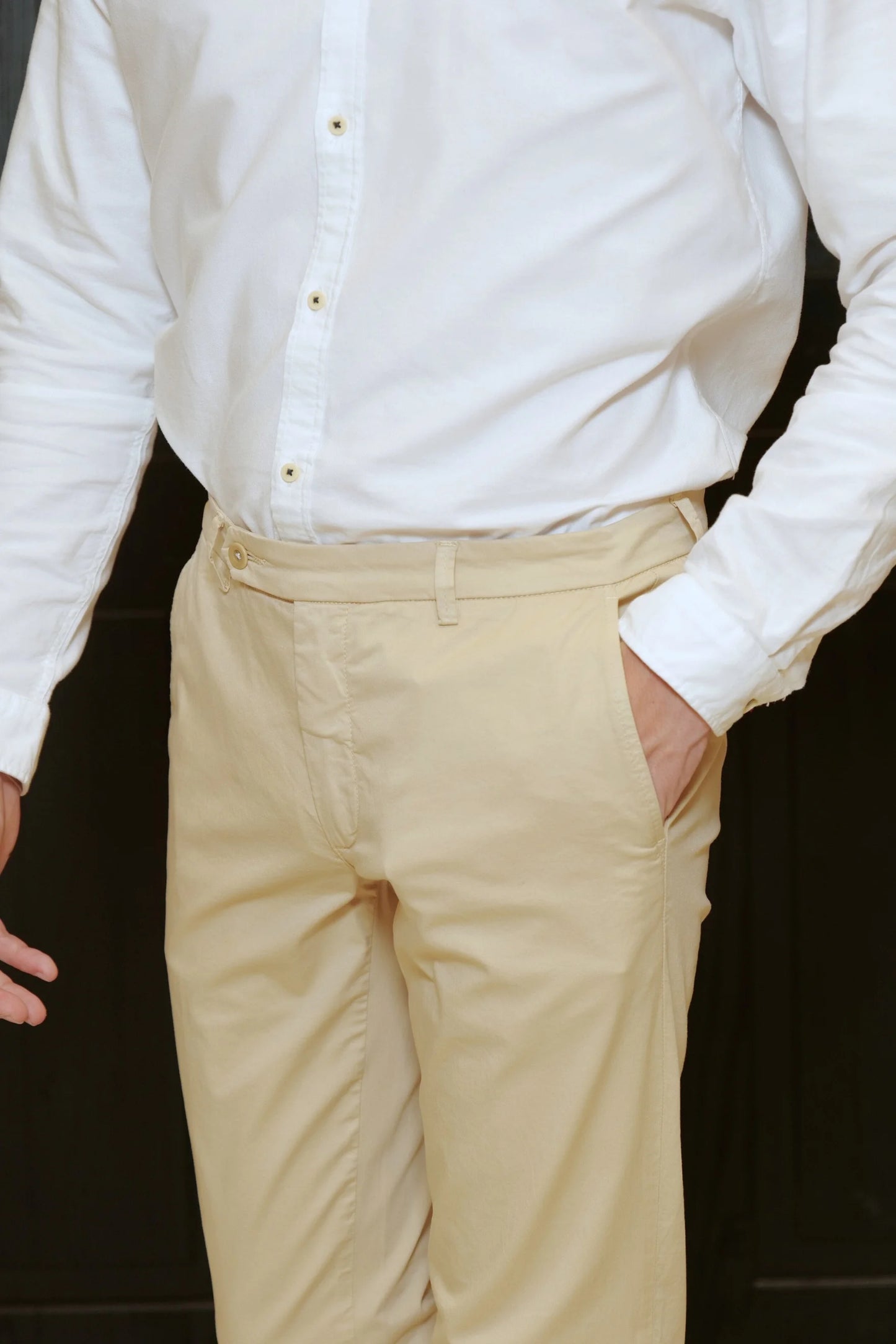 Pantaloni chino in cotone beige primavera estate