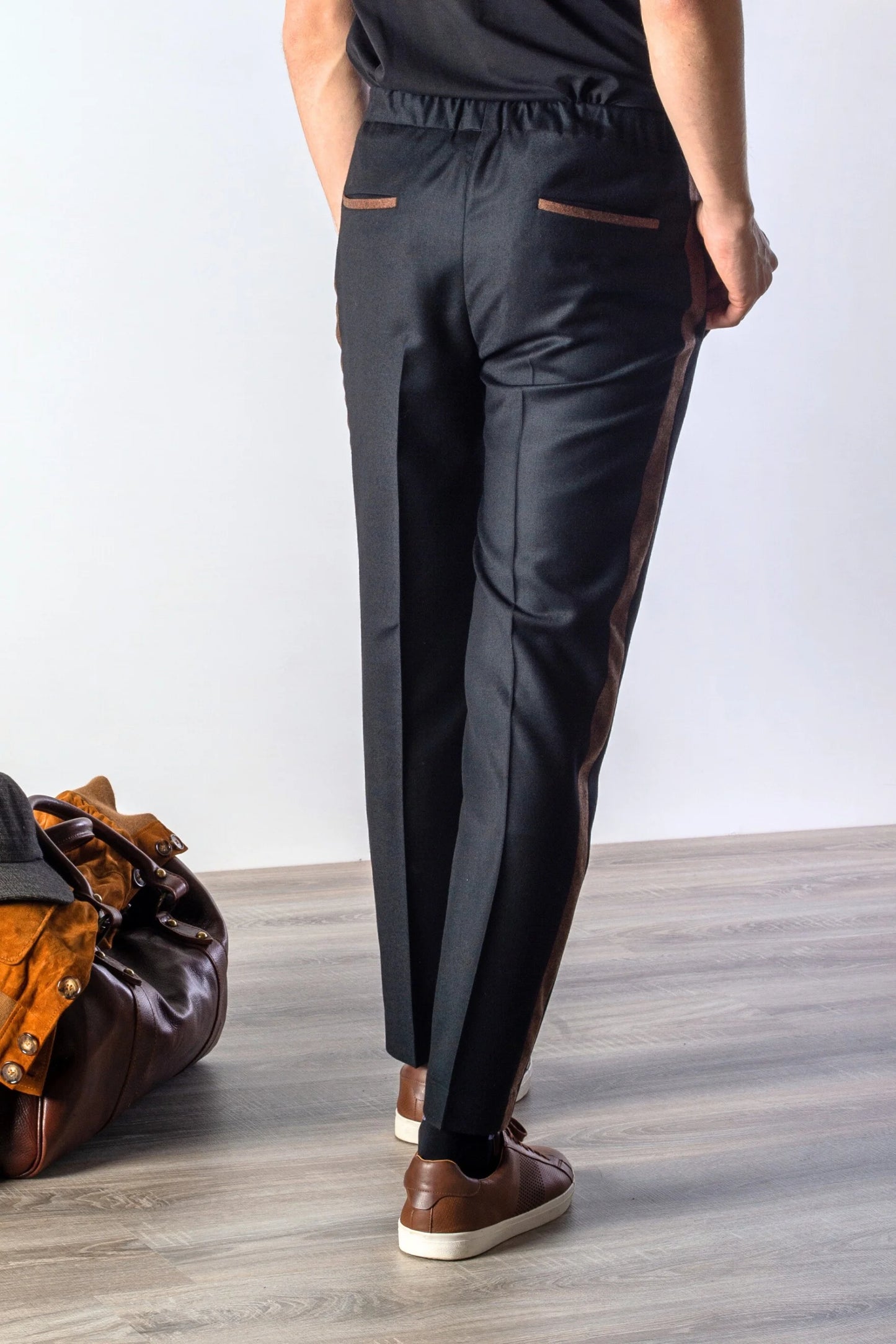 Autumn winter black cashmere trousers