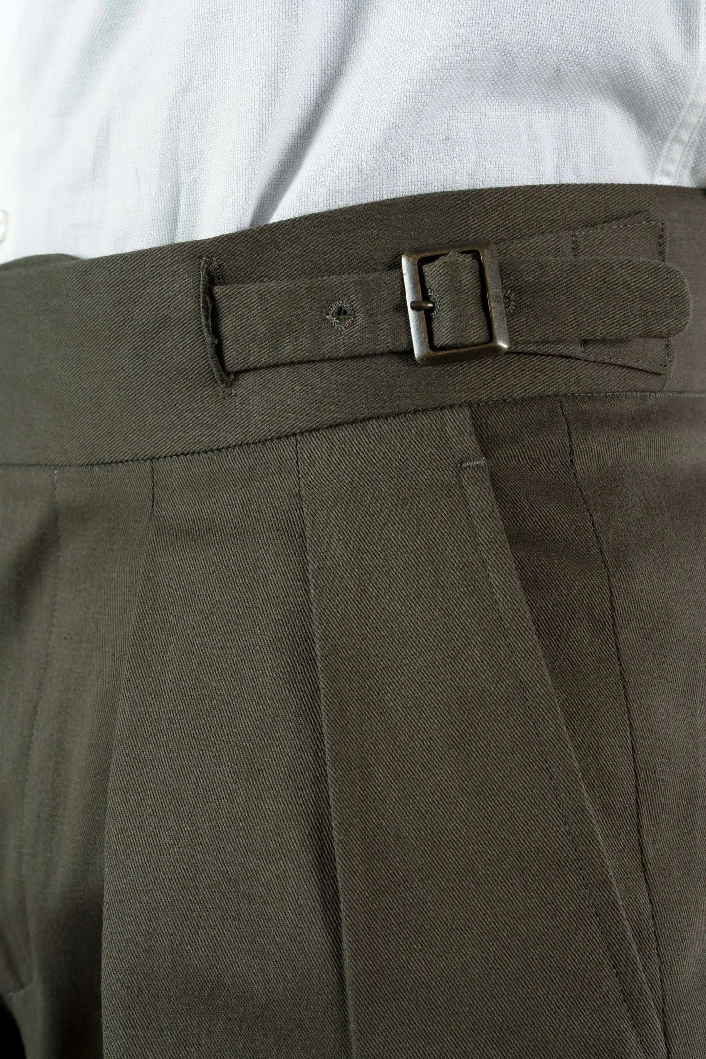 Trousers in four-season green cotton