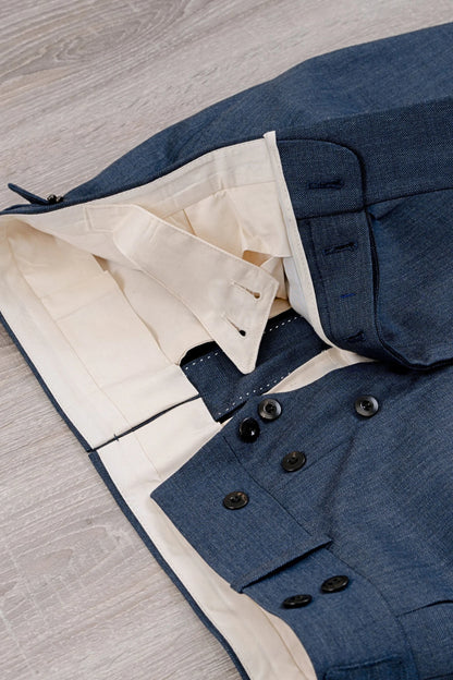 Pantalon en laine quatre saisons bleu
