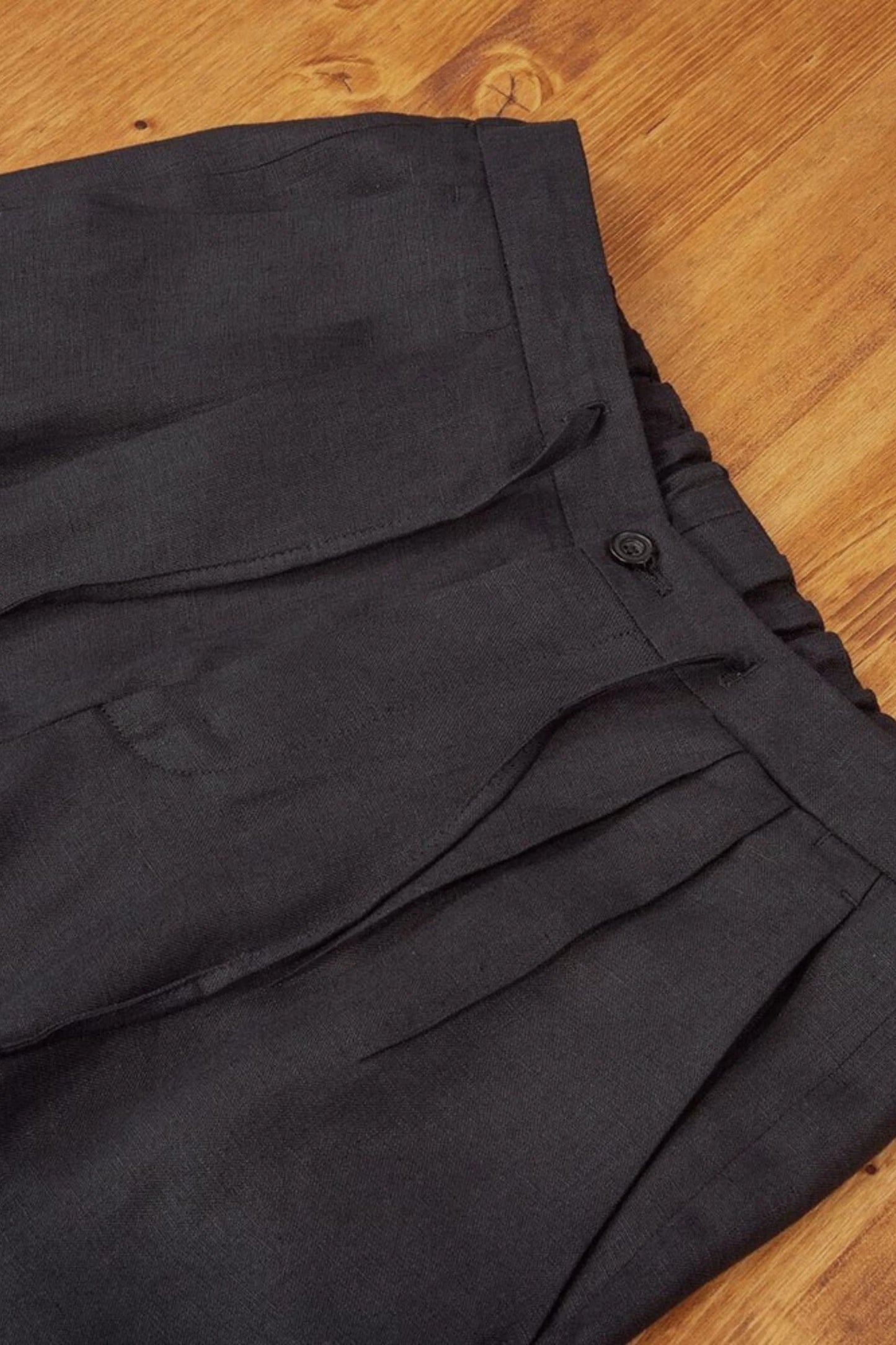 Spring summer black linen trousers