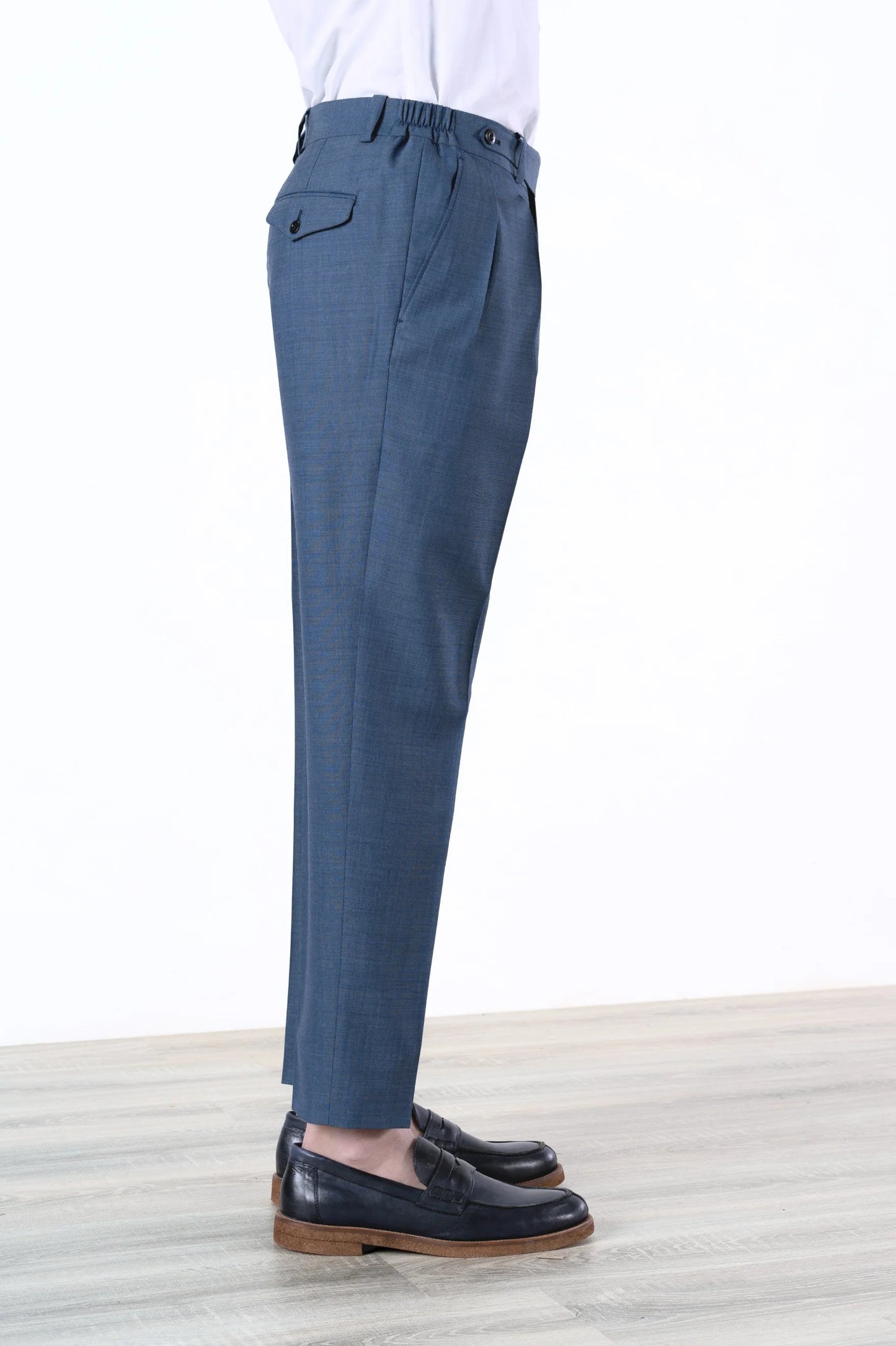 Spring summer blue wool trousers