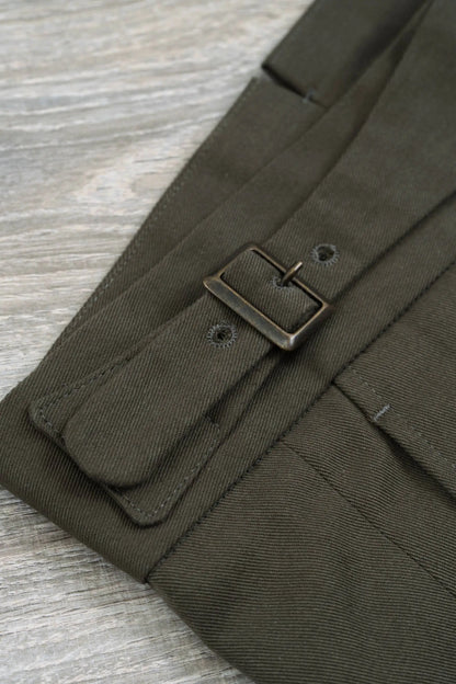 Trousers in four-season green cotton