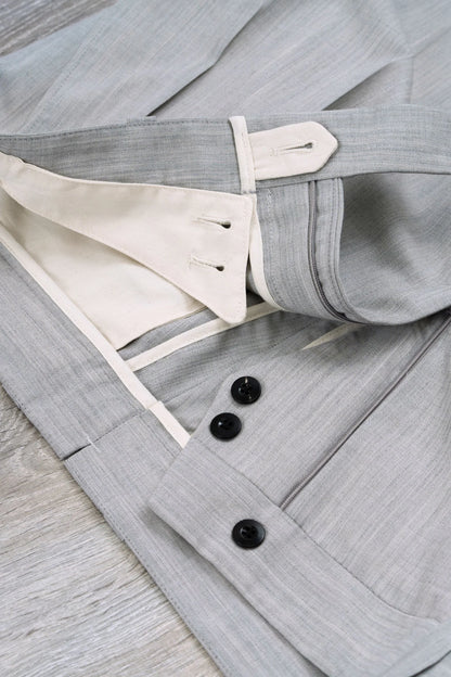 Spring summer light gray wool trousers