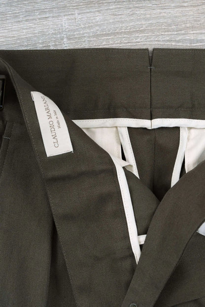 Trousers in four-season green cotton