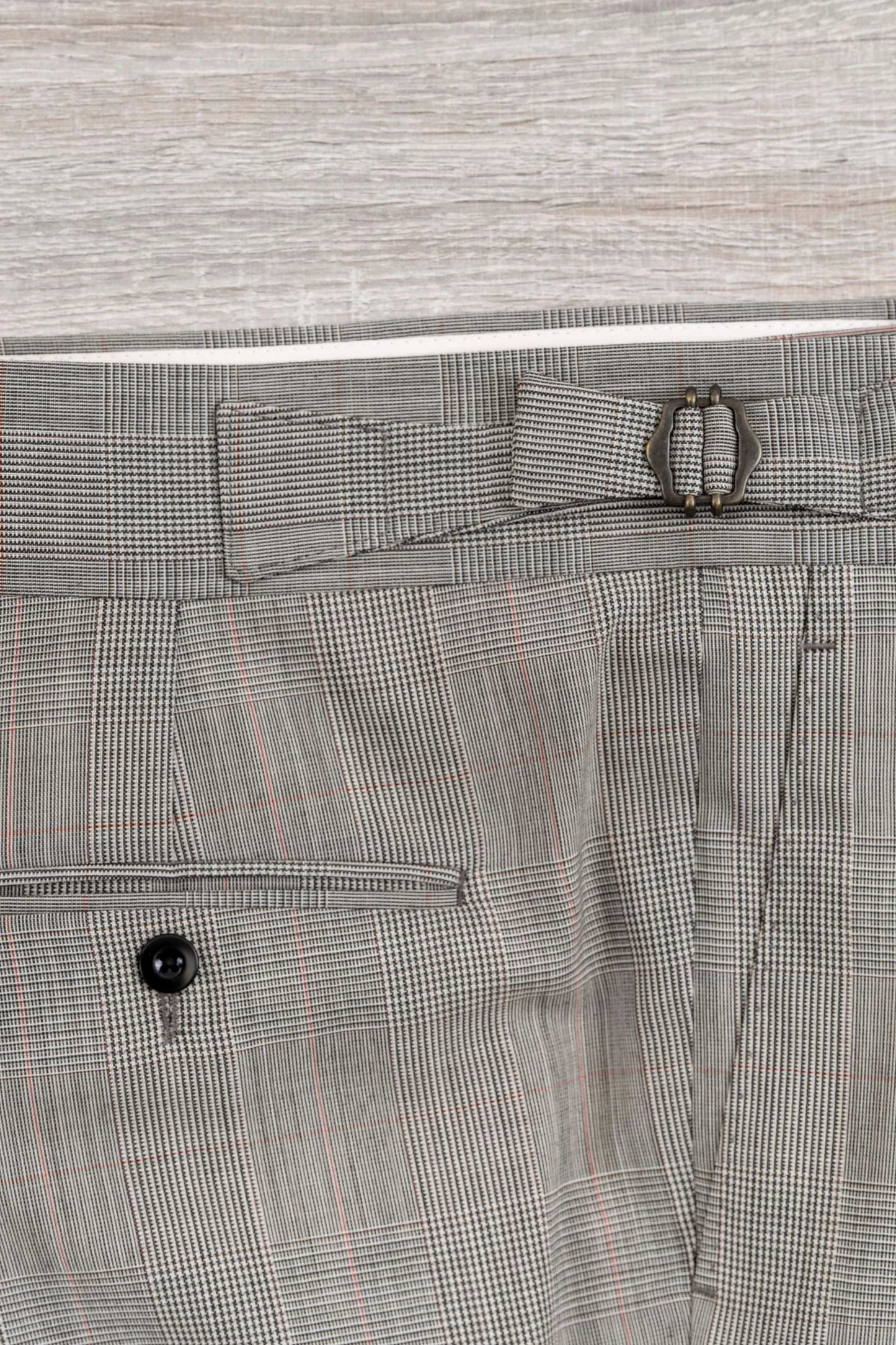 Spring summer gray checked wool trousers