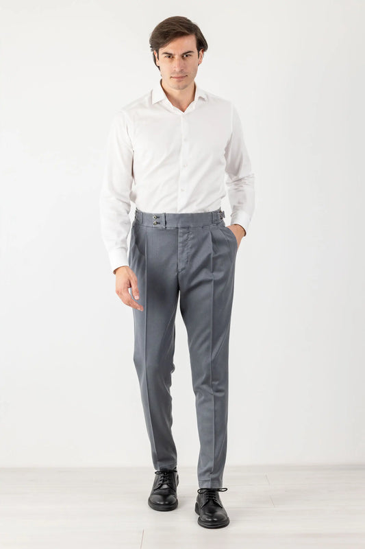 Chino Pants in 120's Wool Dye in Four Seasons Gray