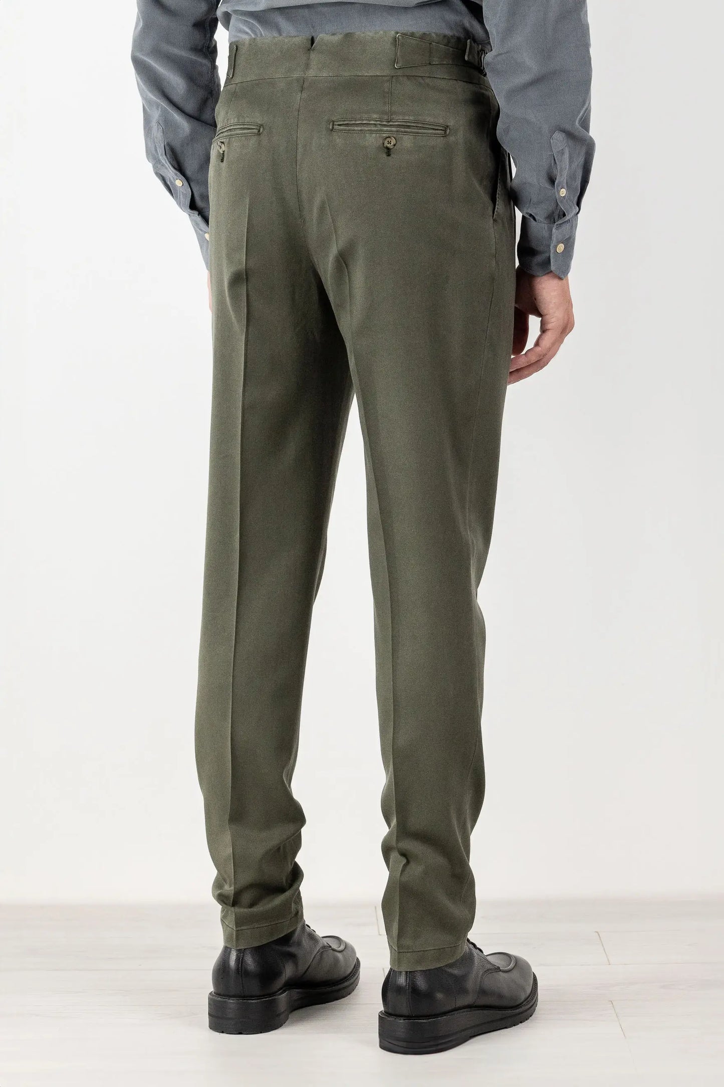 Pantaloni chino tinto lana 120’s verde quattro stagioni