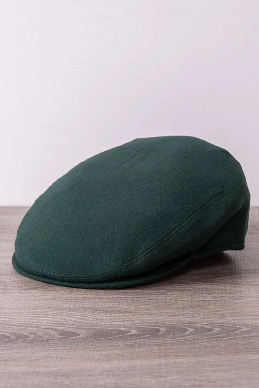 Dark Green Flat Cap - Wool, Autumn Winter