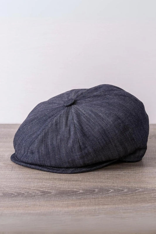 Casquette 8 Pans en Denim Bleu pour Toutes les Saisons