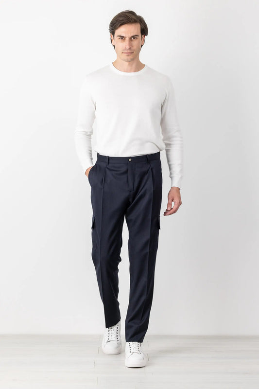 Four seasons blue wool trousers