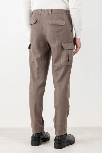 Brown wool-dyed flannel chino pants fall winter