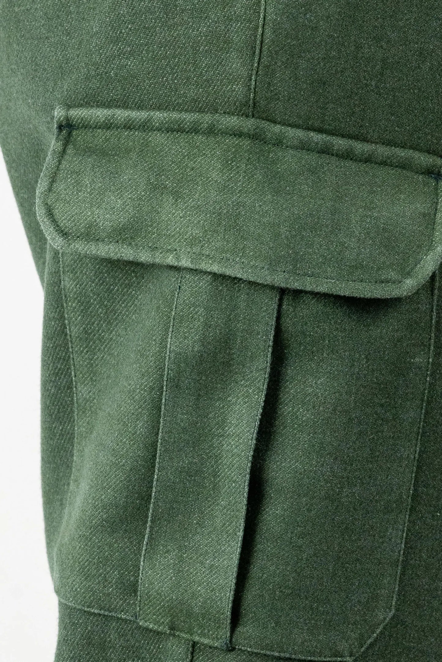 Pantaloni chino in flanella tinto lana verde fall winter