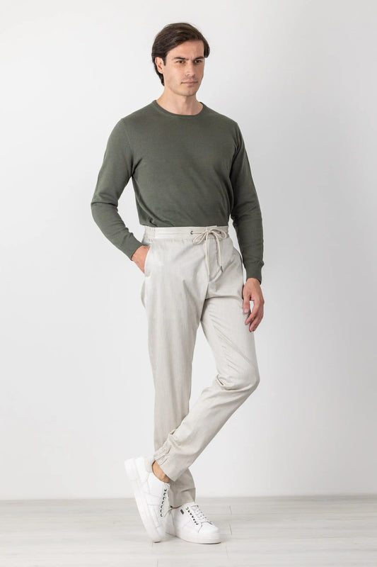 Pantaloni in cotone avorio quattro stagioni