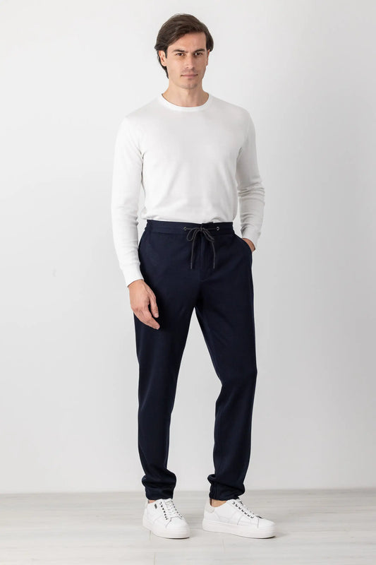 Pantaloni in jersey di lyocell blu autunno inverno