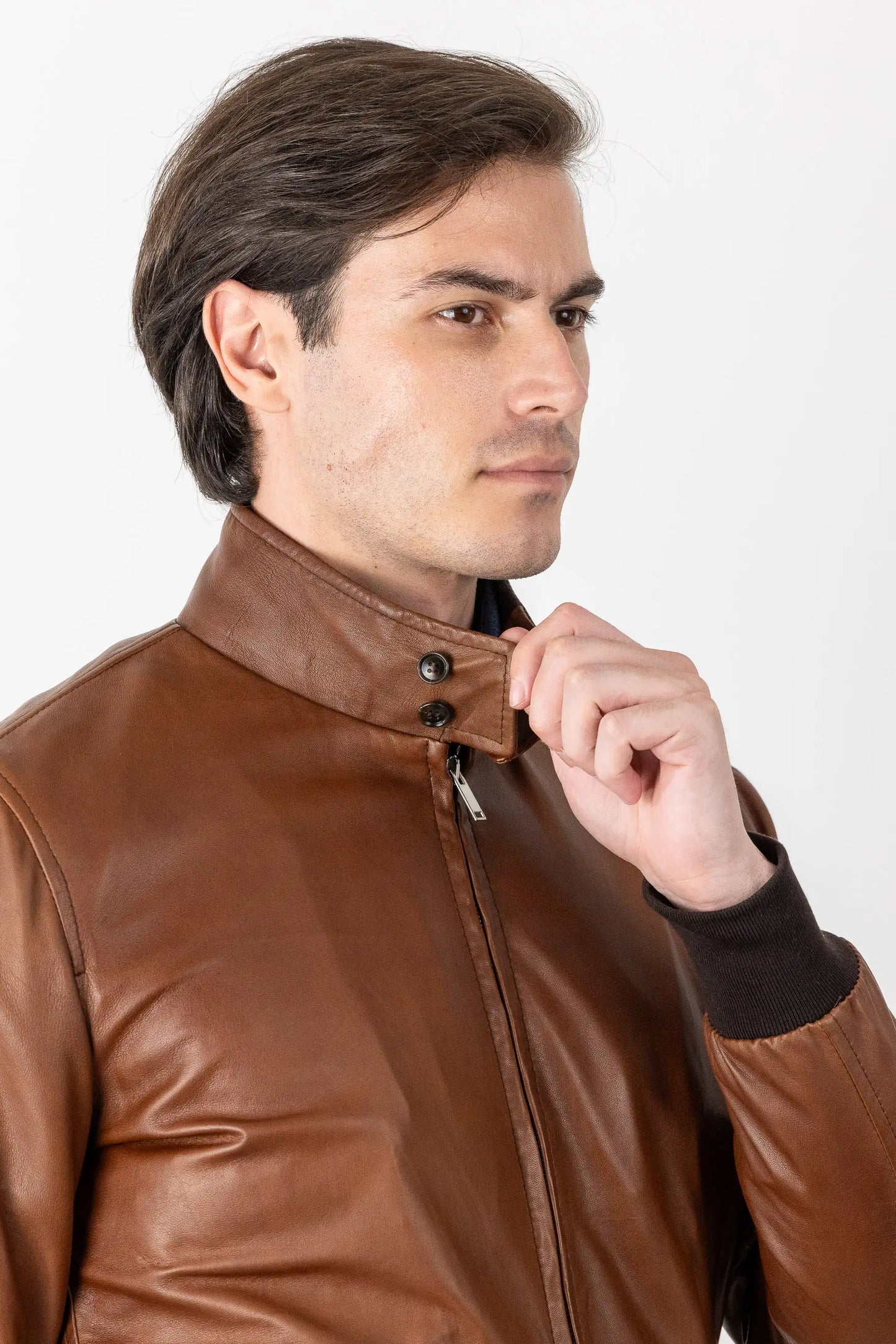 Brown Genuine Leather Bomber 100% Made in Italy