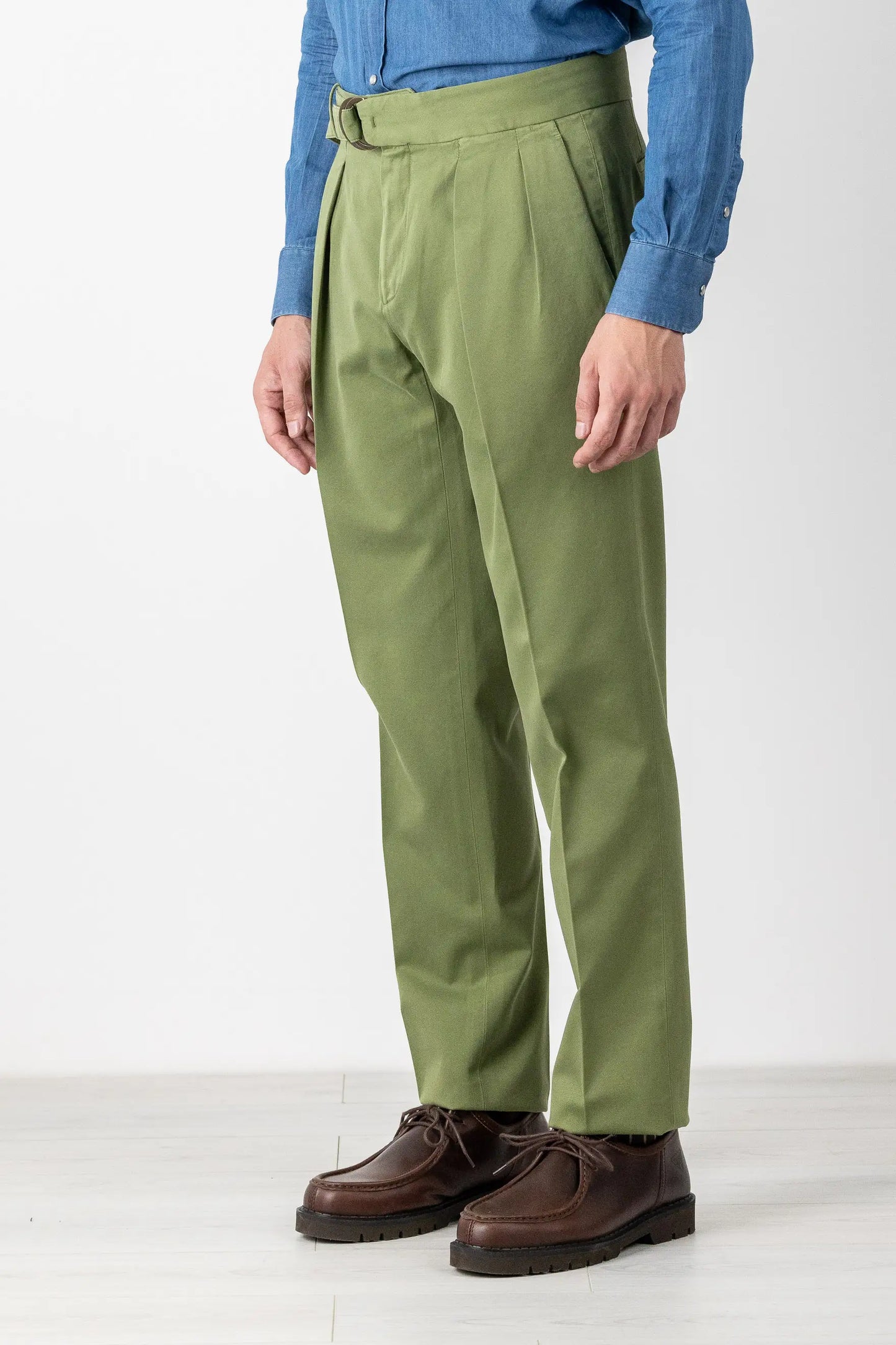 Pantaloni chino in cotone verde autunno inverno