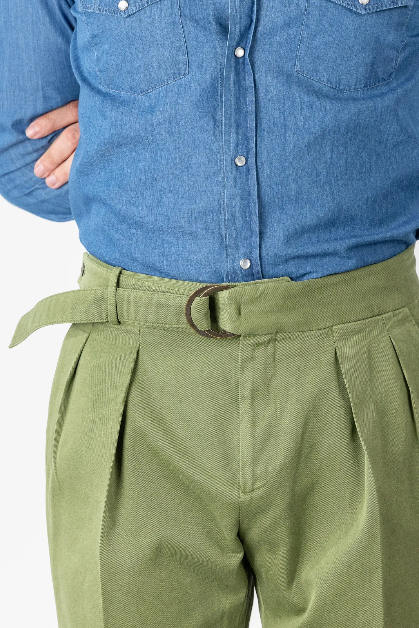 Pantaloni chino in cotone verde autunno inverno