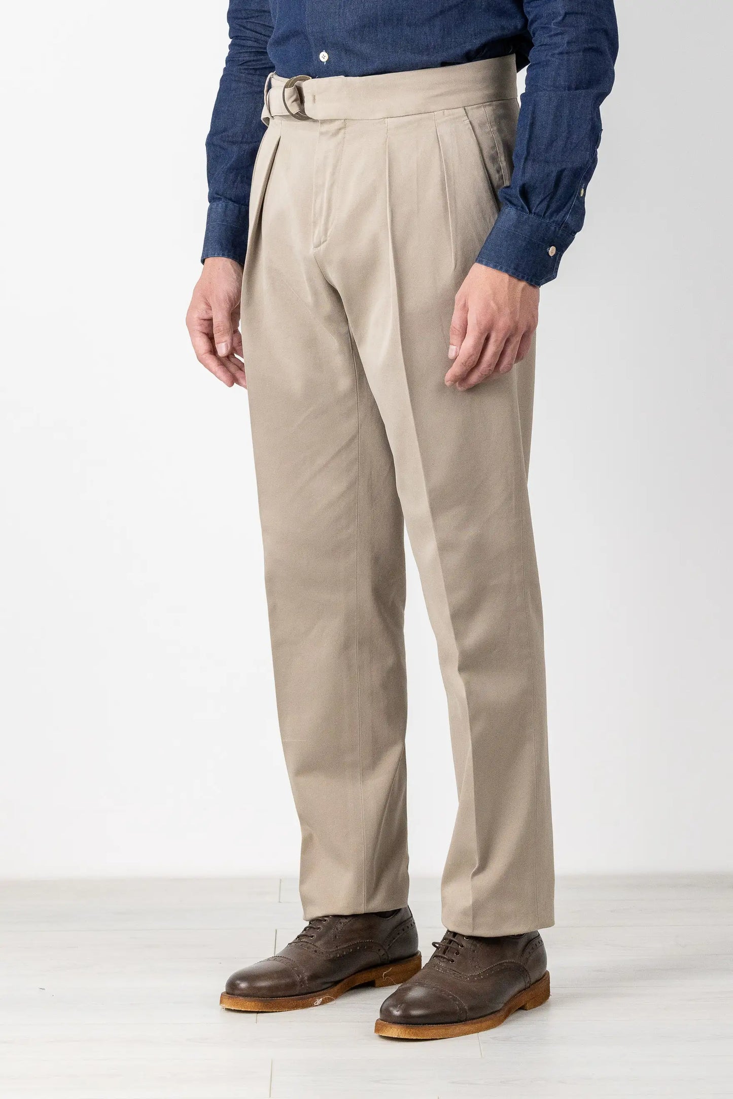 Pantaloni chino in cotone beige autunno inverno