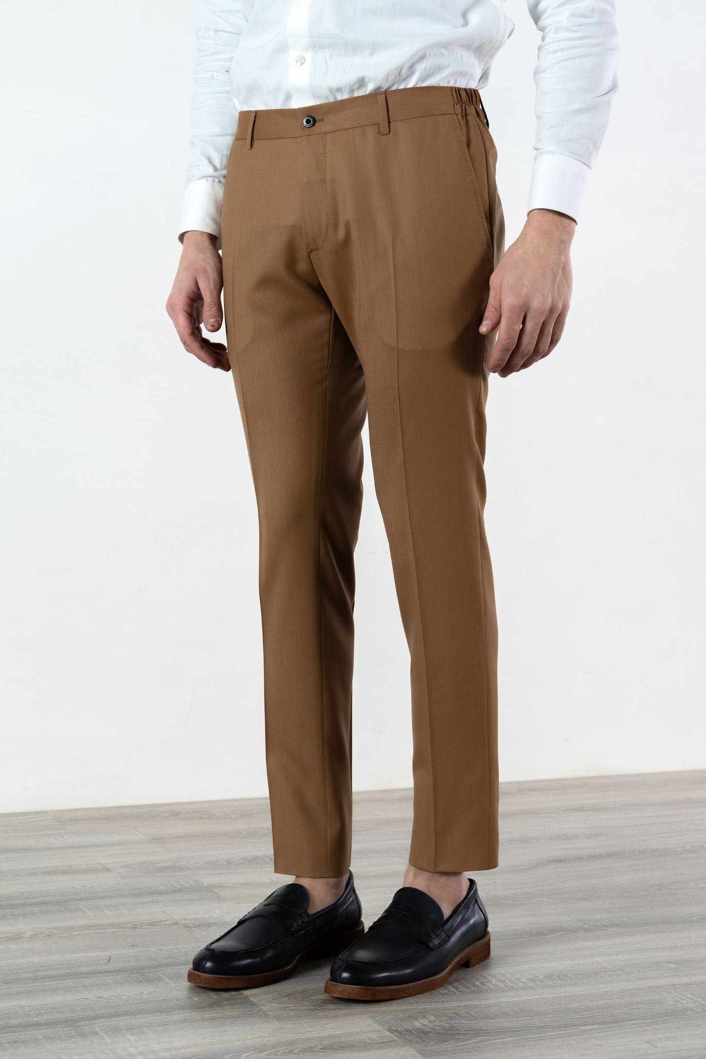 Spring summer brown wool trousers