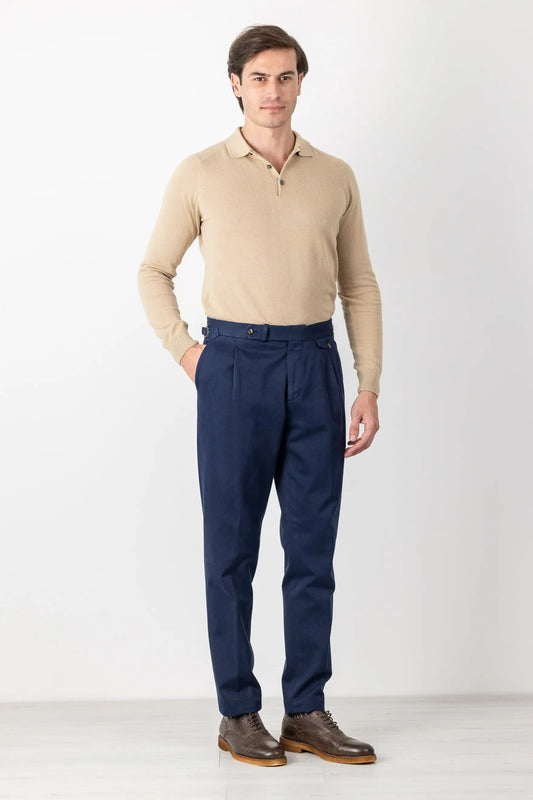 Pantalon chino en coton bleu automne hiver