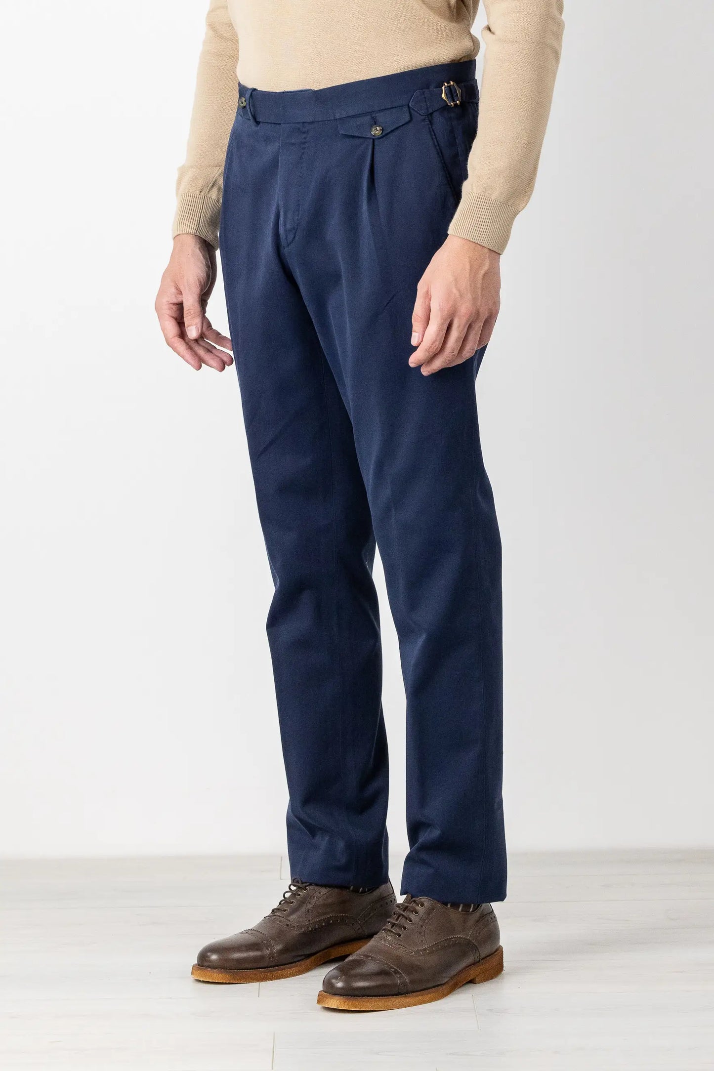 Autumn winter blue cotton chino trousers