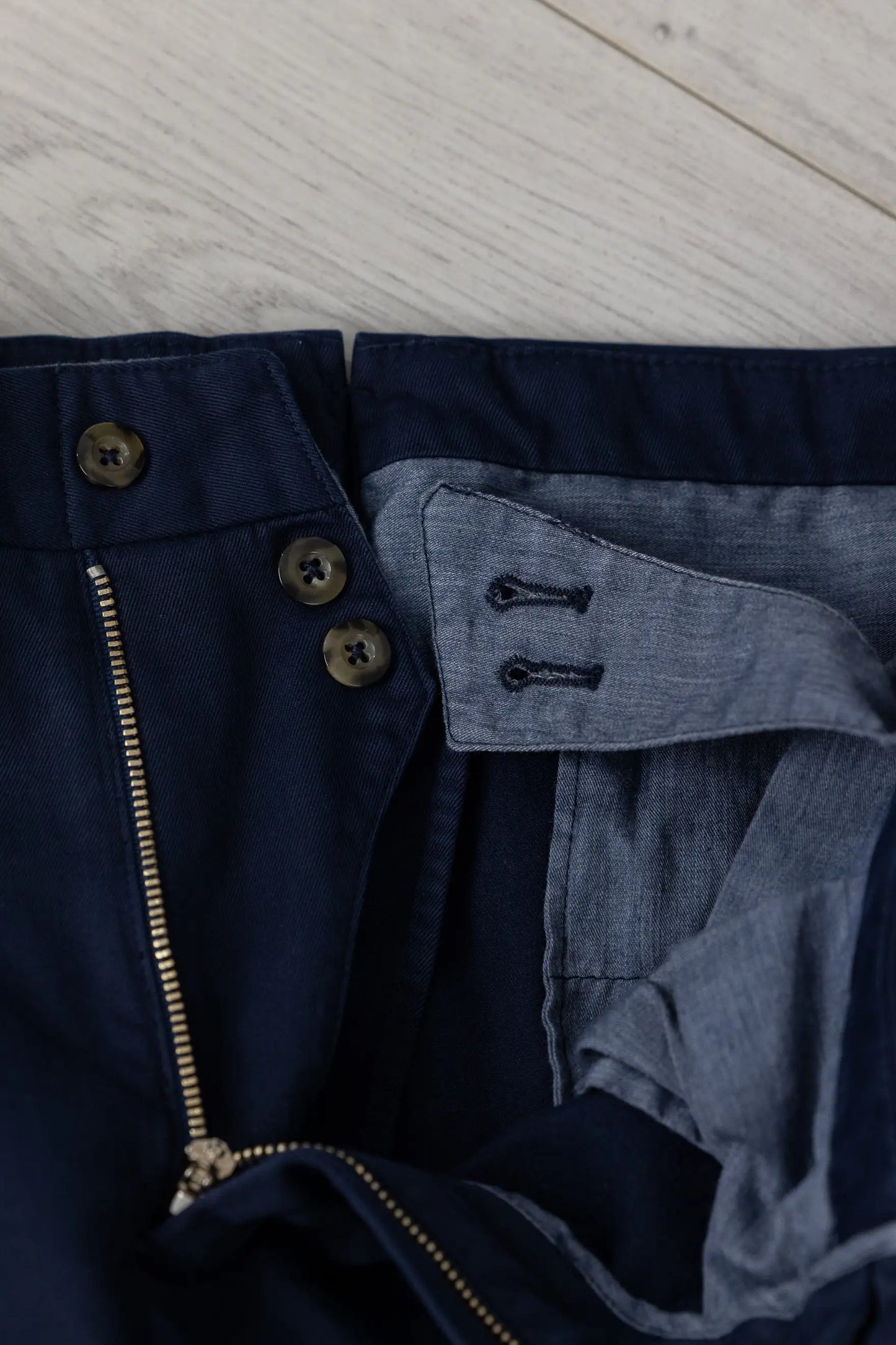 Autumn winter blue cotton chino trousers