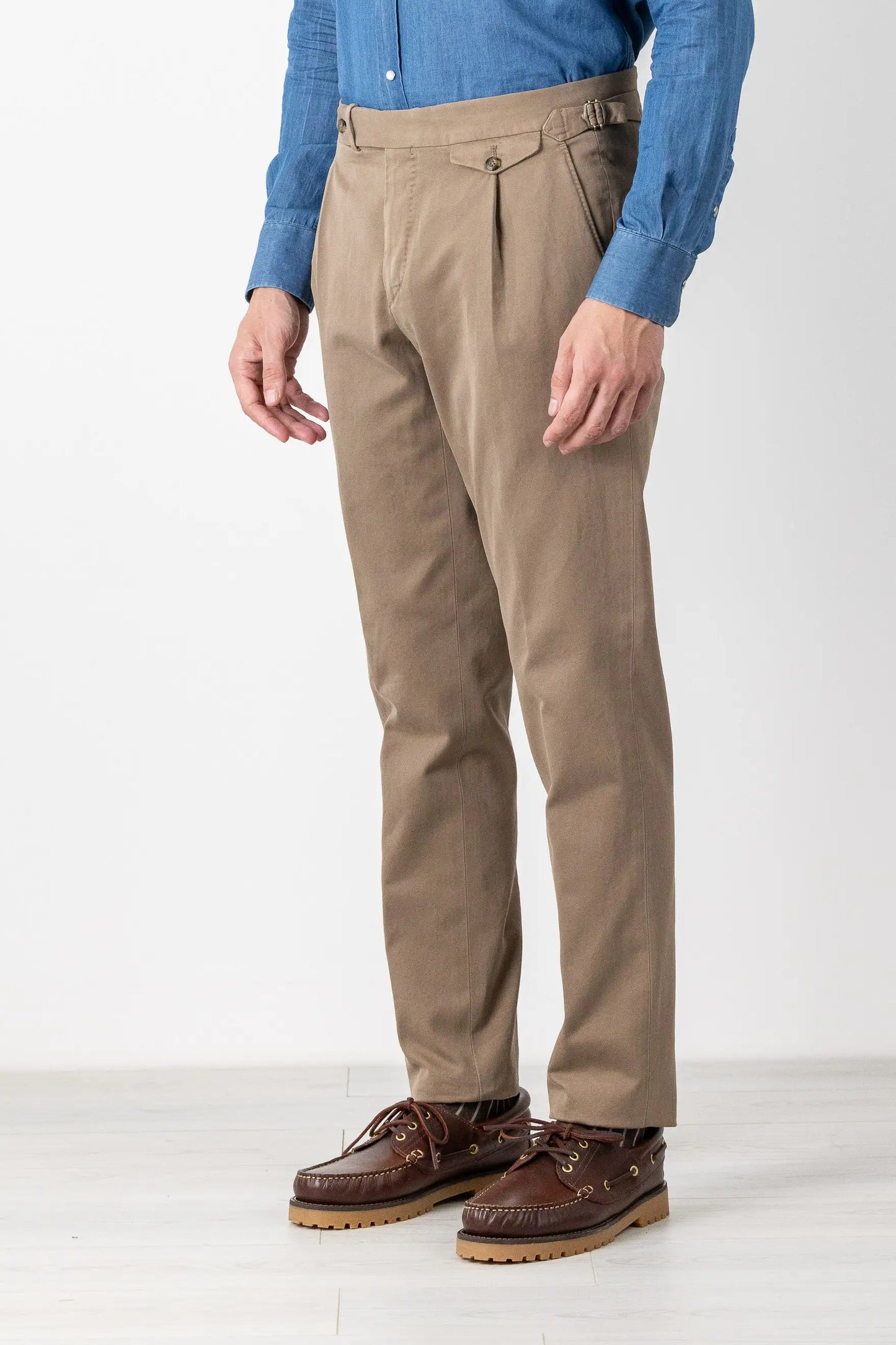 Pantaloni chino in cotone marrone autunno inverno