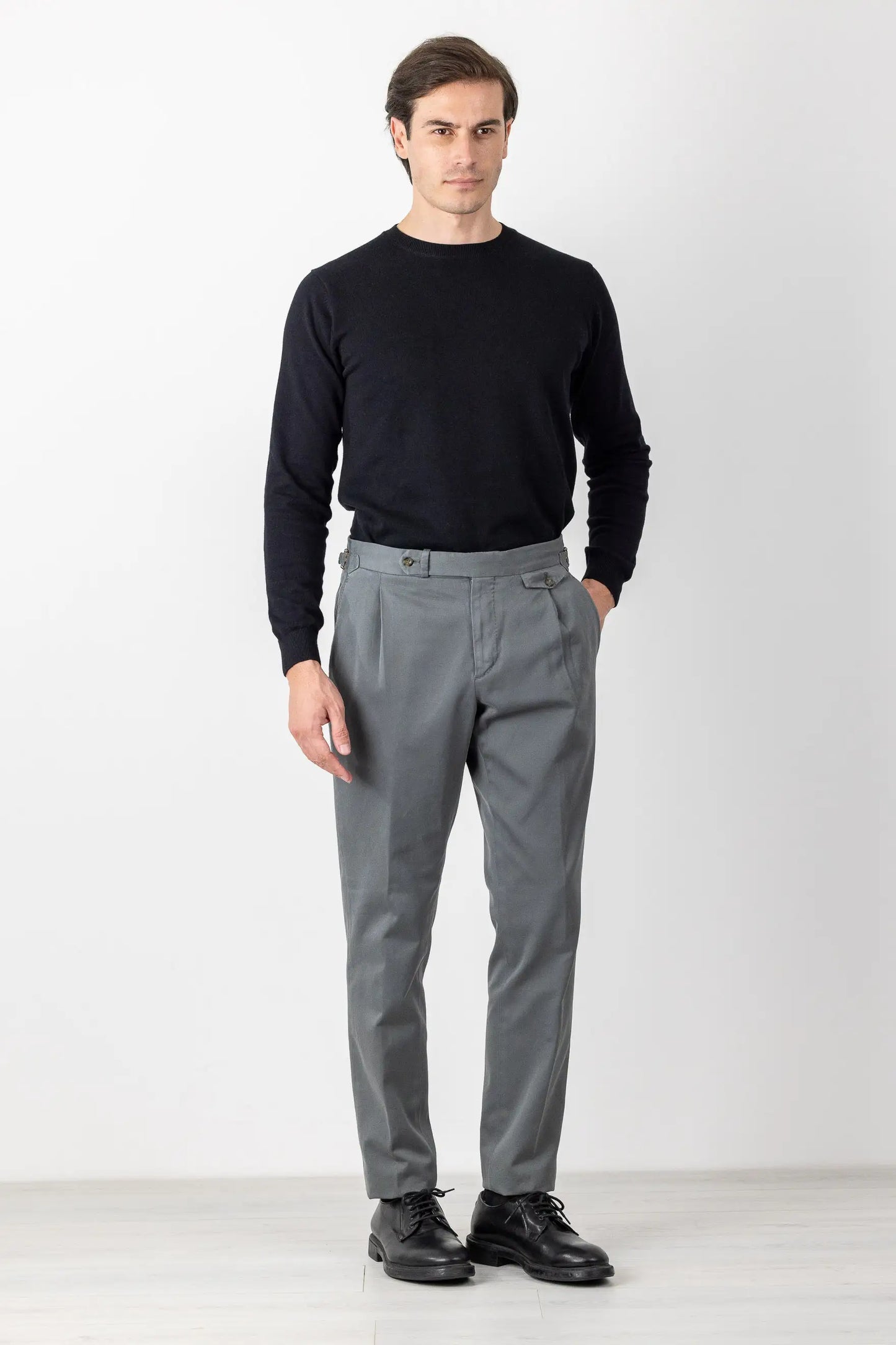 Autumn winter gray cotton chino trousers