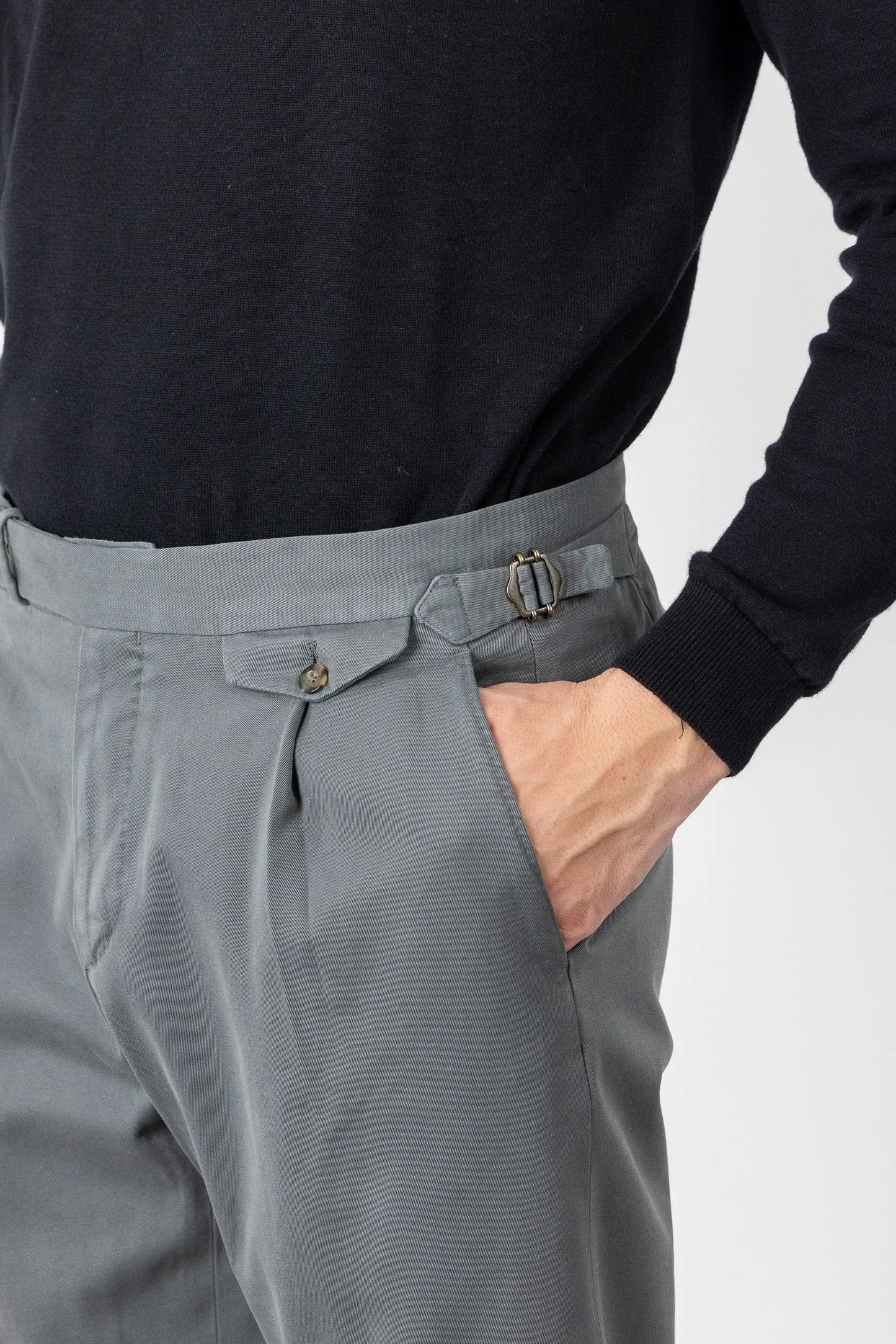 Autumn winter gray cotton chino trousers