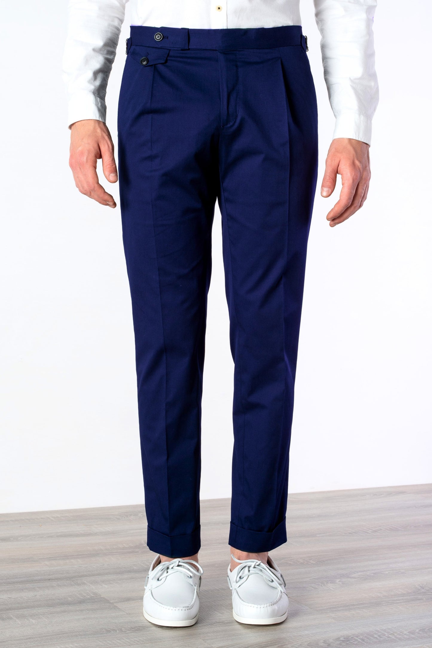 Spring summer trousers in blue cotton