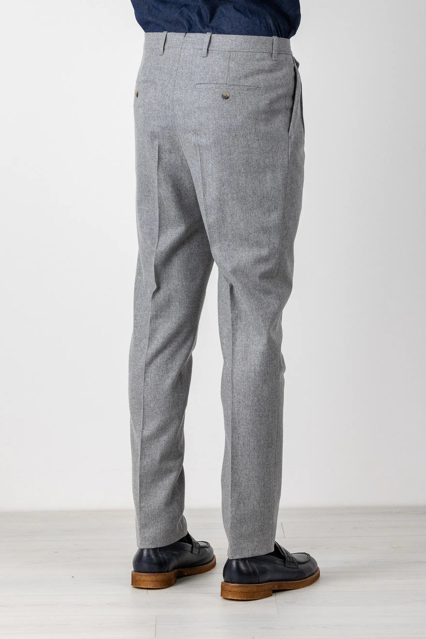 Autumn winter gray 130's wool flannel trousers