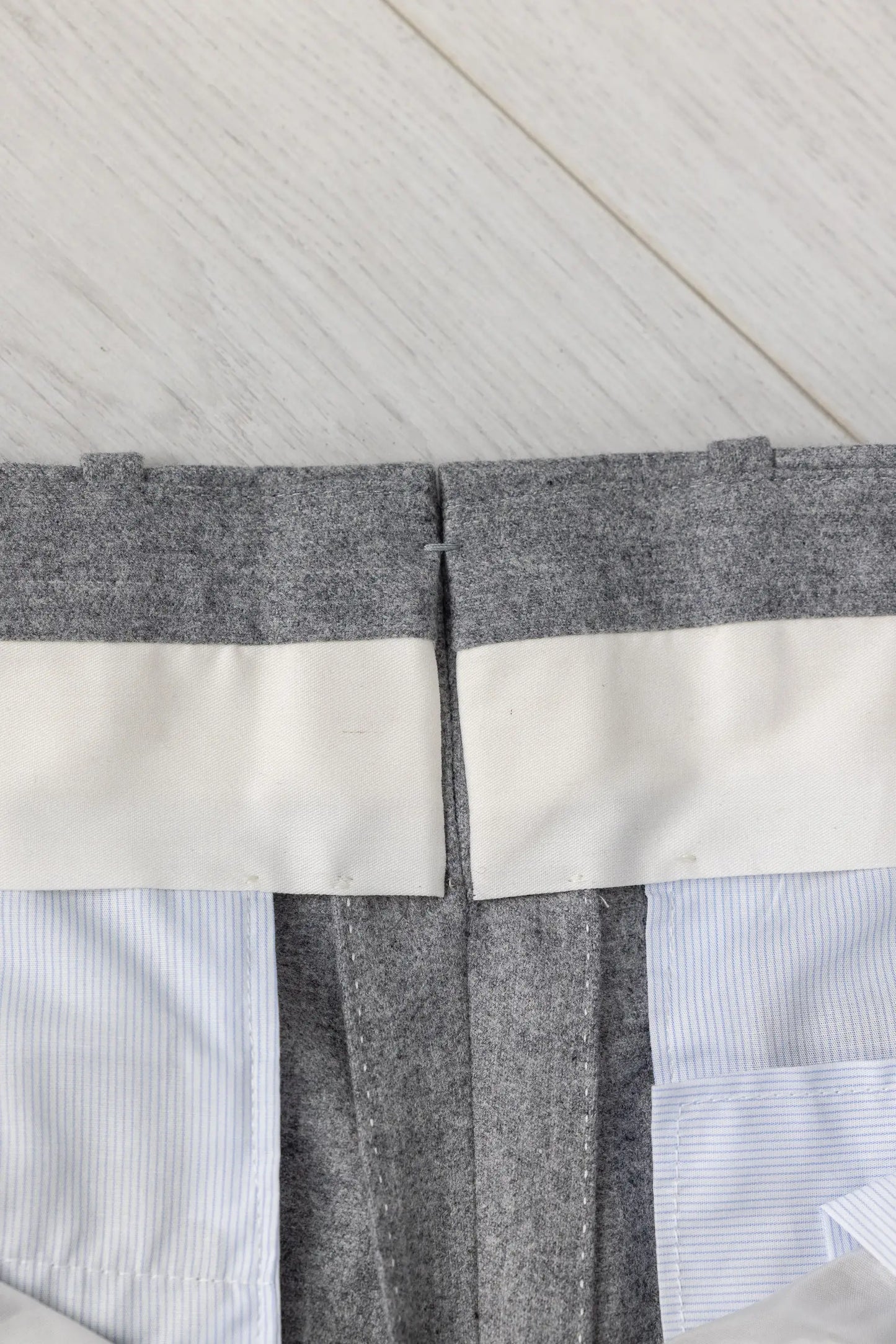 Autumn winter gray 130's wool flannel trousers