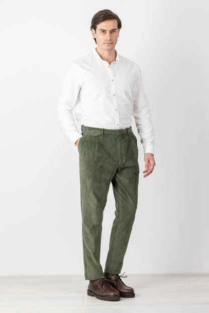 Autumn winter green velvet chino trousers